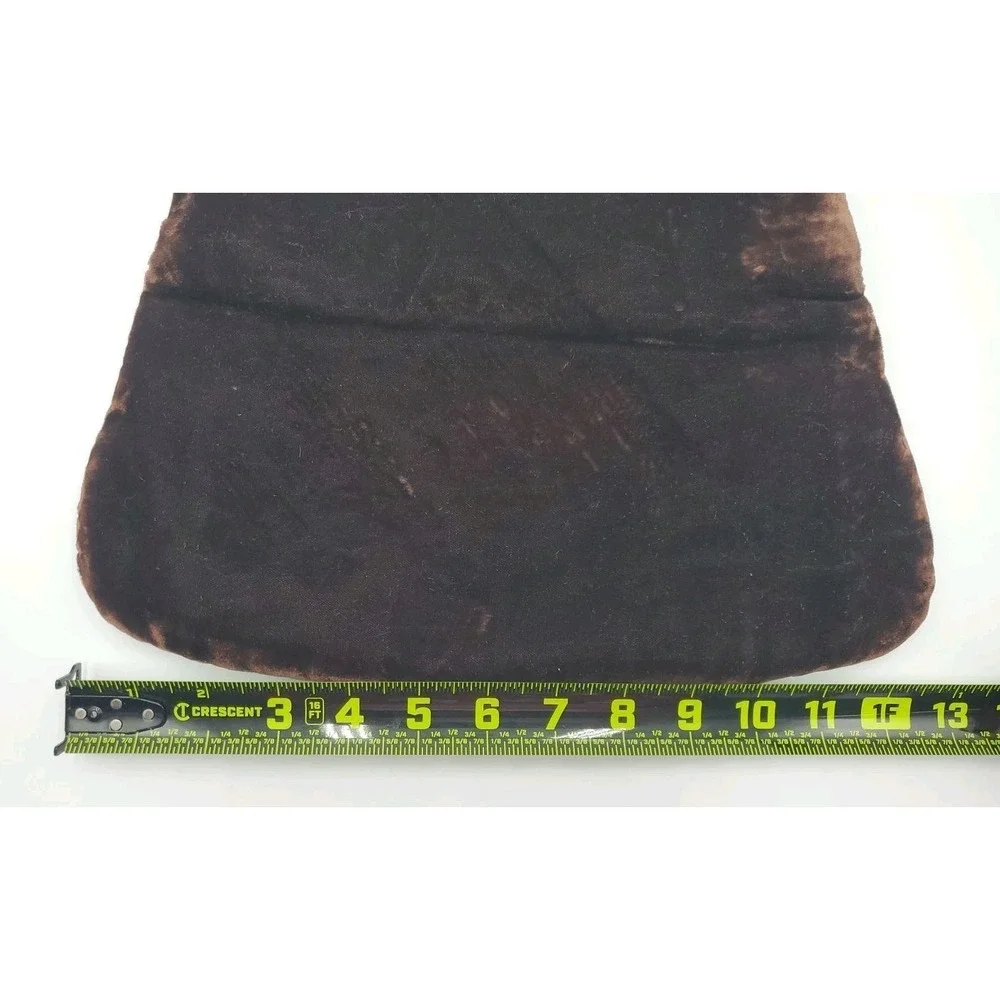 Vtg JR USA Velour Evening Hand Bag‎ Purse Clutch Large Folding Kiss Lock Brown